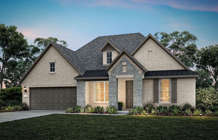 The Azle, a one-story new home design shown with home exterior FC 201