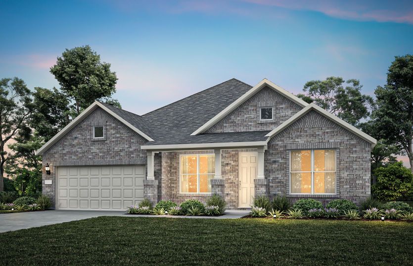 The Azle, a one-story new home design shown with home exterior LS 201