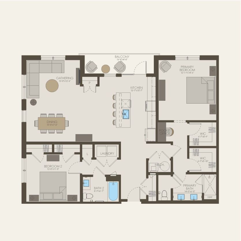 First Floor 2 br / 2 ba
