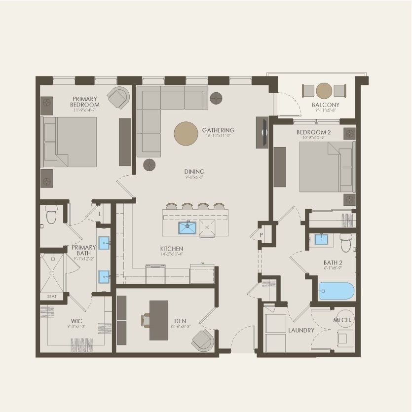 First Floor 2 br / 2 ba
