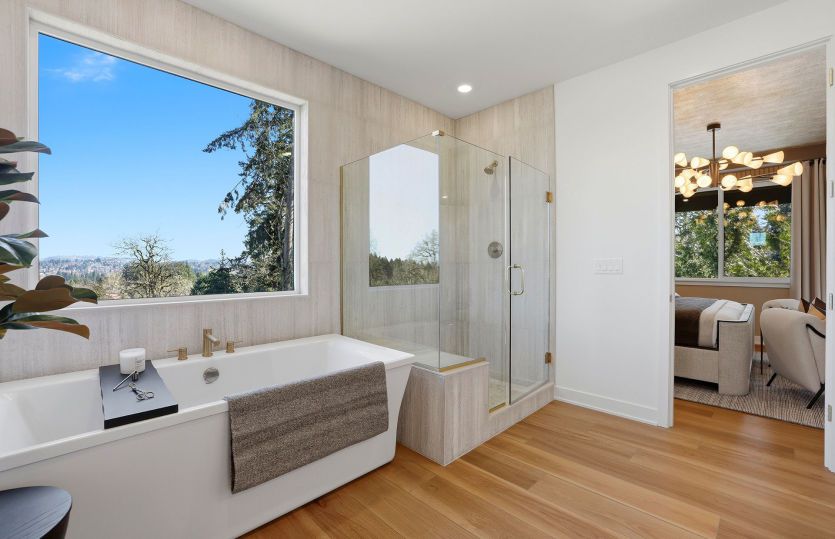 Freestanding tub and walk-in shower
