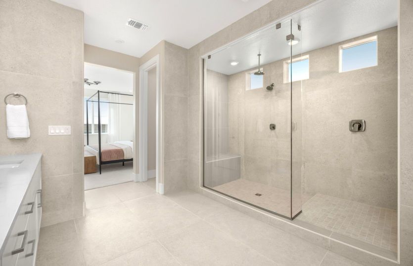 Oversized walk-in shower in the owner's bath