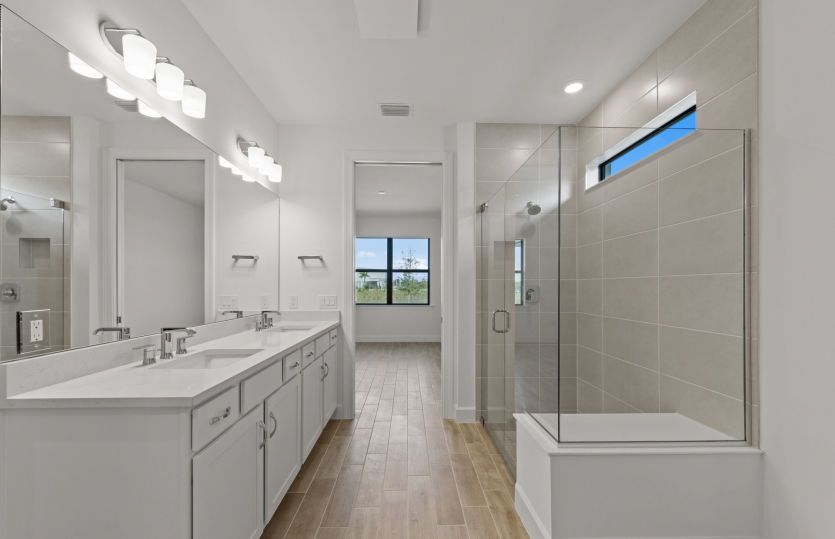 Walk-in shower in owner's bathroom