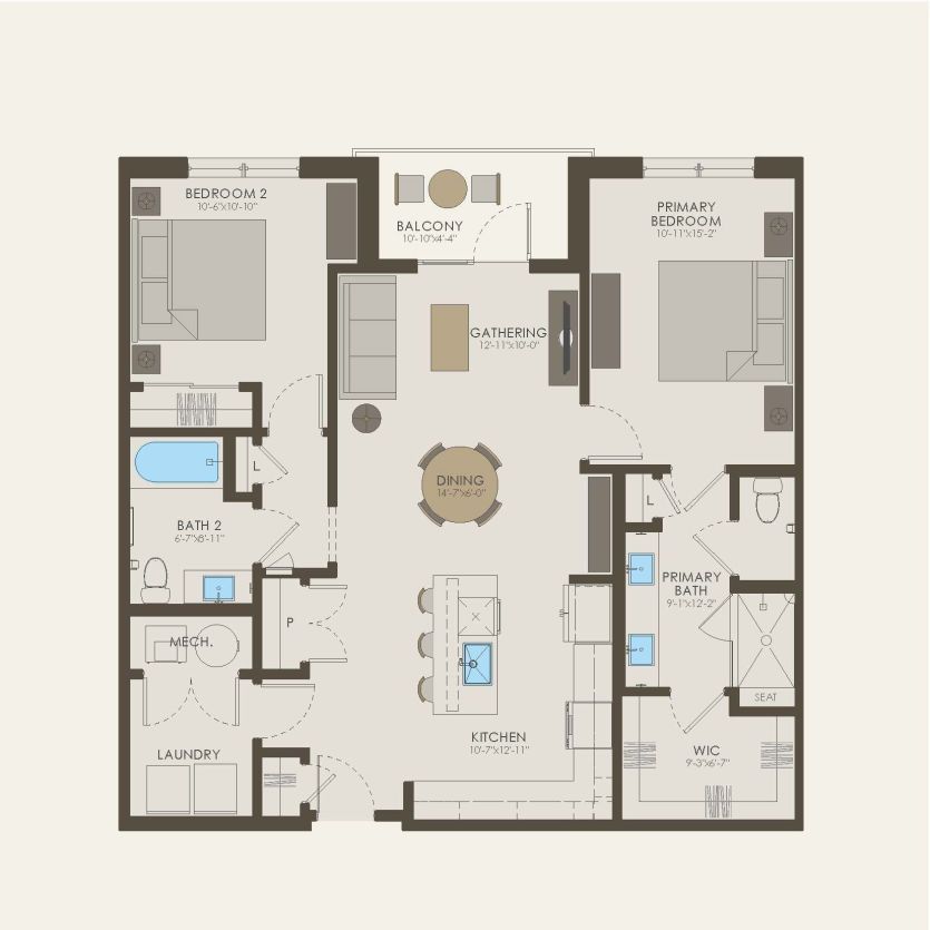 First Floor 2 br / 2 ba