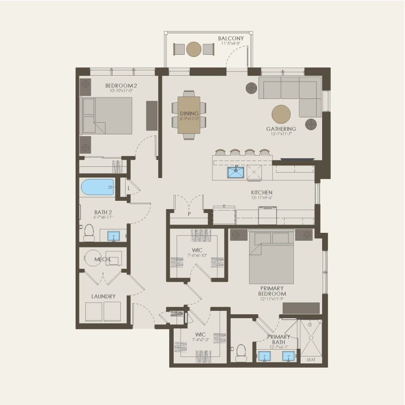 First Floor 2 br / 2 ba