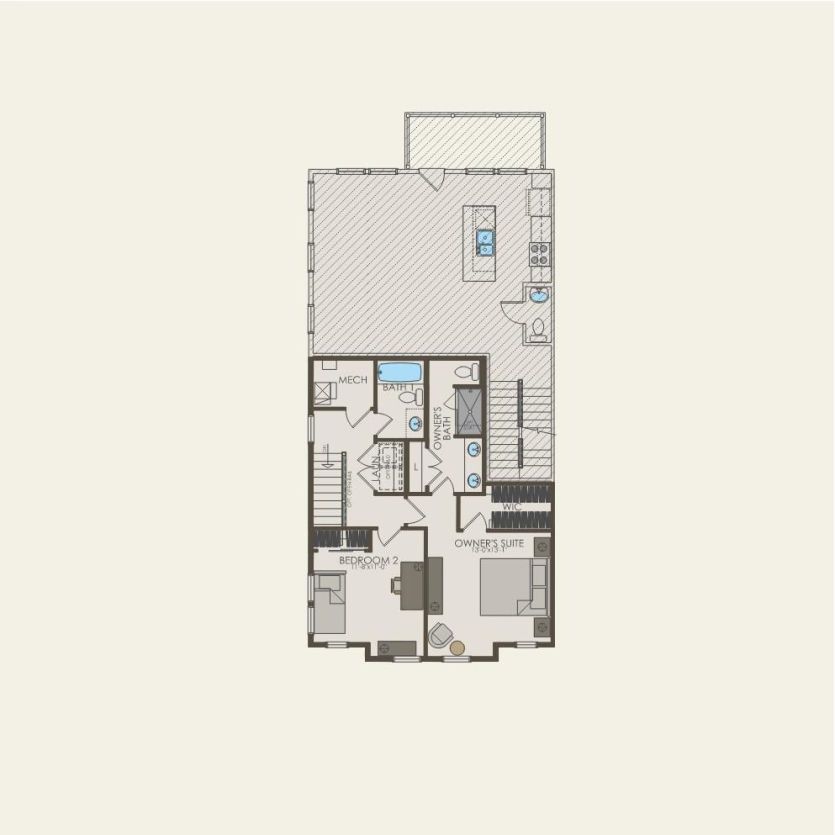Second Floor 2 br / 3 ba