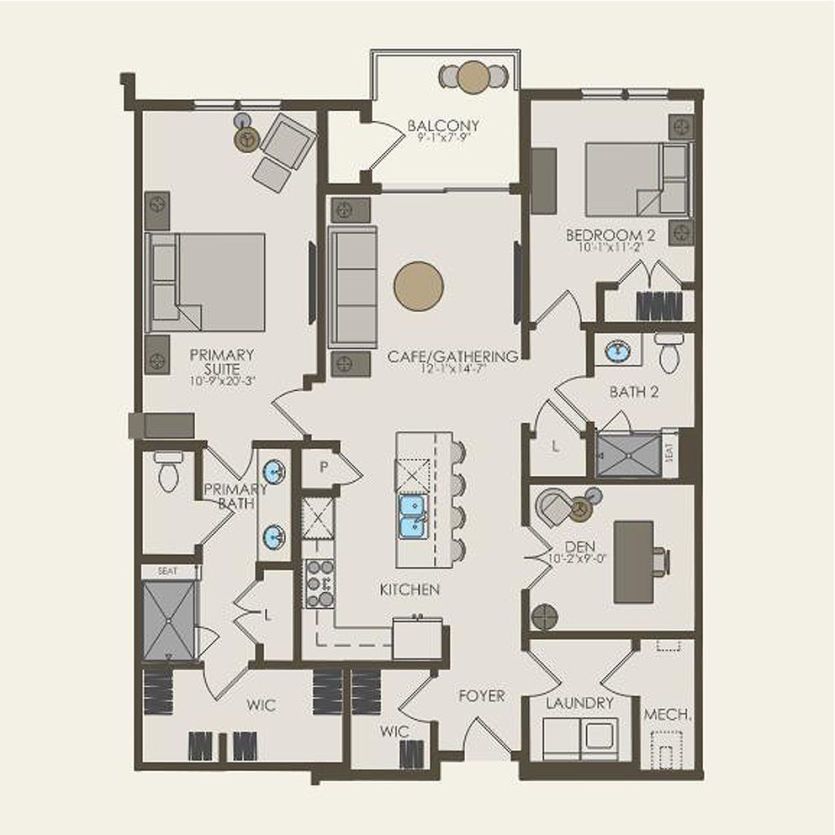 First Floor 2 br / 2 ba