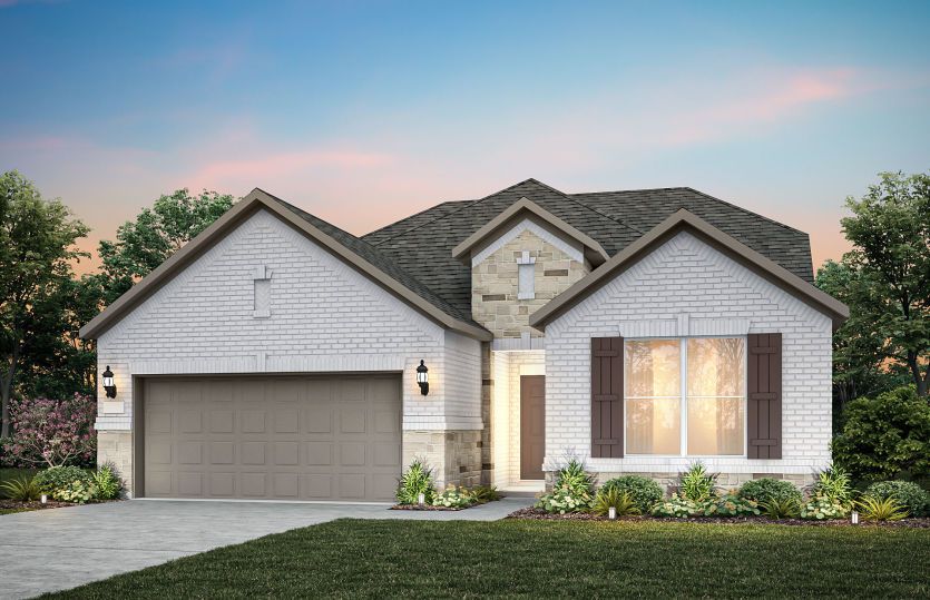 The Harvard, a two-story new construction home with 2-car garage, shown with Home Exterior B