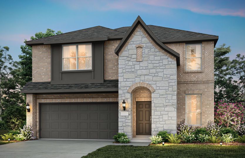 The Puma, a two-story home with 2-car garage, shown as Home Exterior B