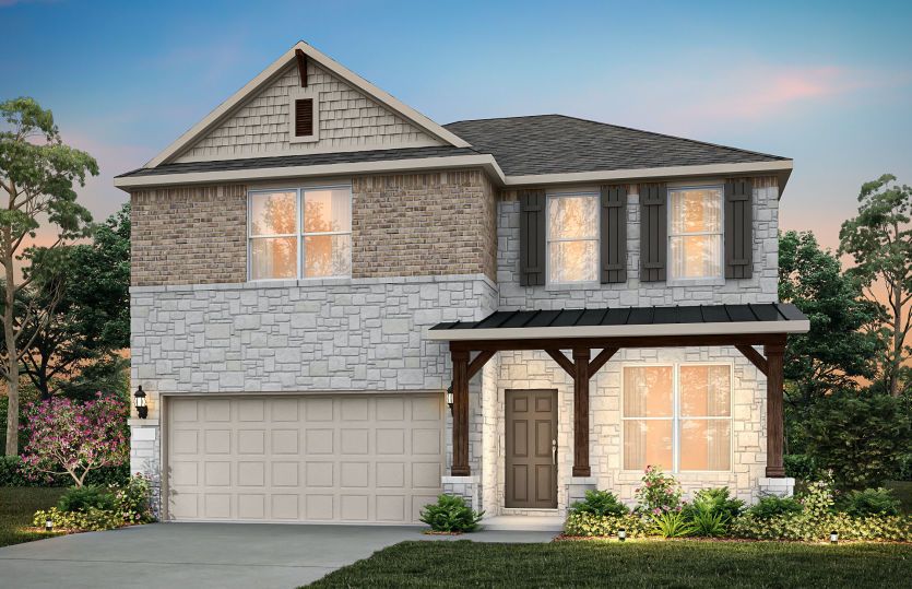 The Puma, a two-story home with 2-car garage, shown as Home Exterior C