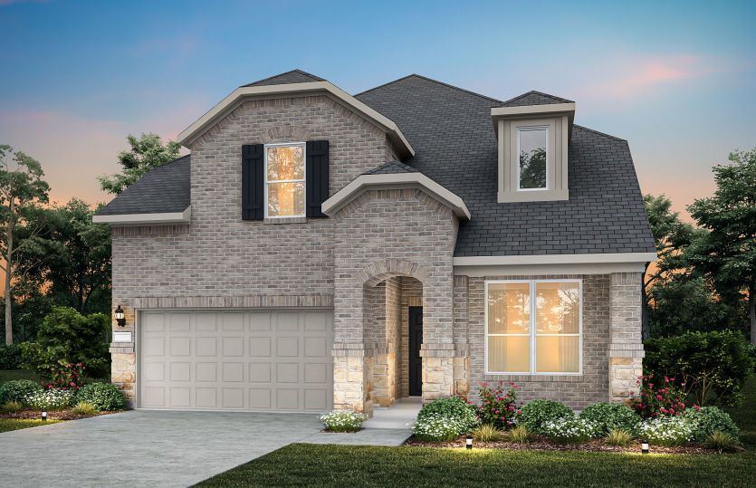 The Sanford, a two-story home with 2-car garage, shown as Home Exterior B