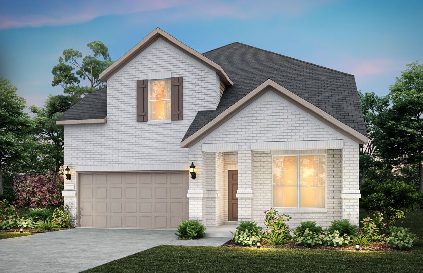 The Sanford, a two-story home with 2-car garage, shown as Home Exterior A