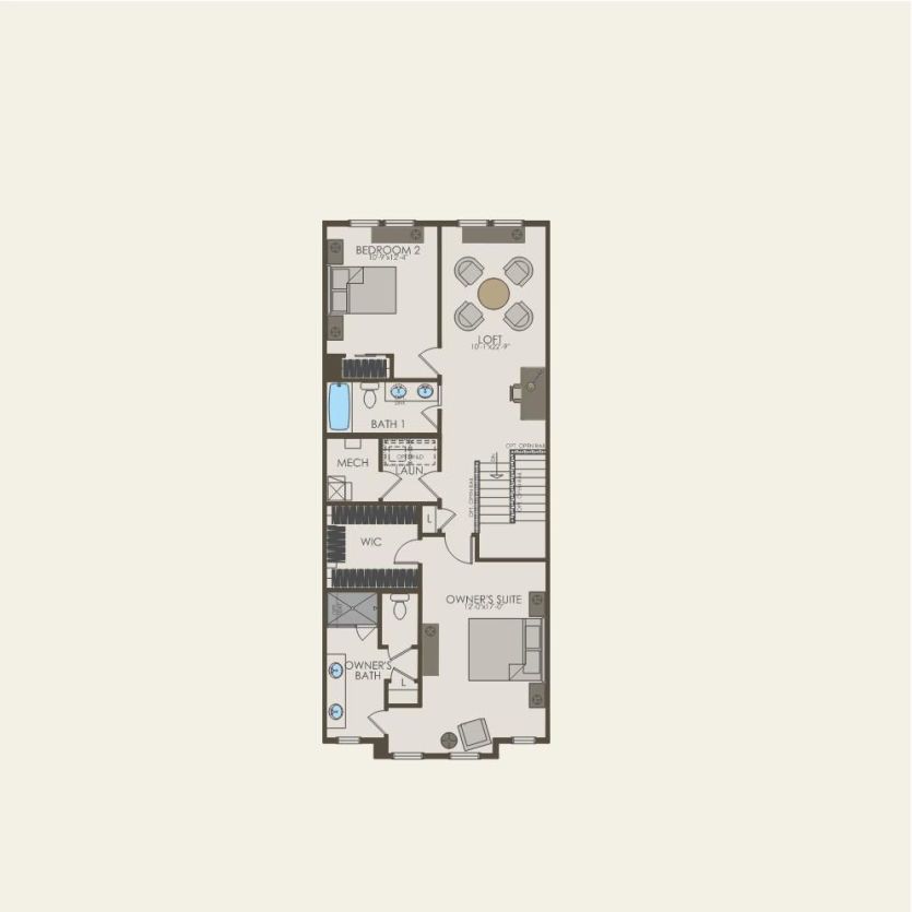Third Floor 2 br / 2.5 ba