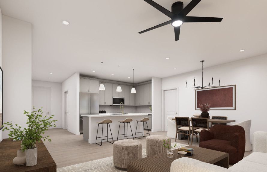 Seamless Connection Between the Kitchen, Gathering Room, and Dining Room