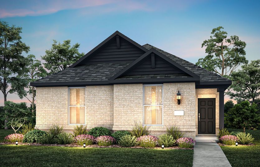 The Beacon, with covered front porch and 2-car rear entry garage, shown as Exterior LS201