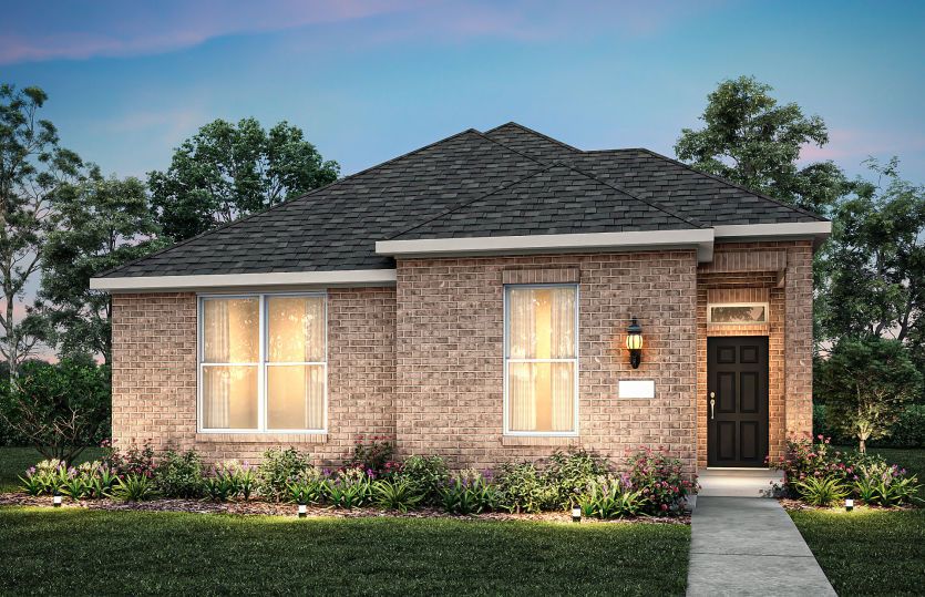 The Beacon, with covered front porch and 2-car rear entry garage, shown as Exterior TR201