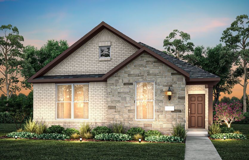 The Beacon, with covered front porch and 2-car rear entry garage, shown as Exterior LS202