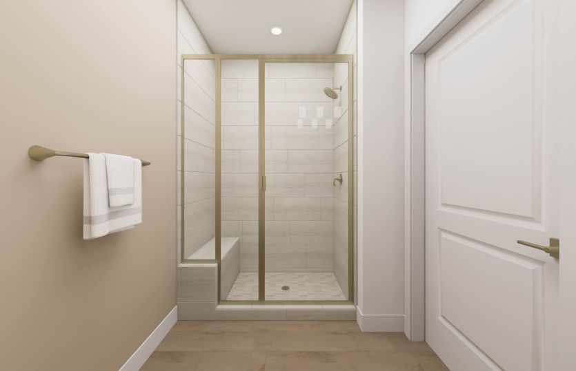 Framed Glass Shower in the Secondary Bathroom