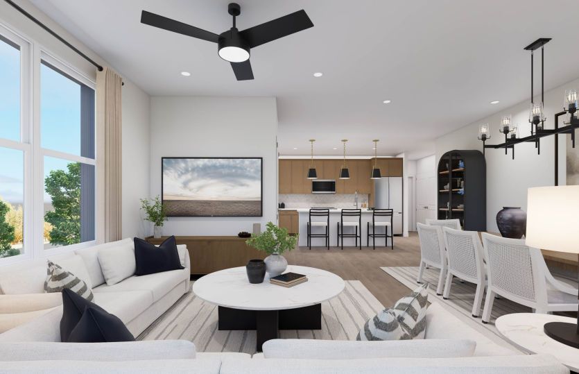Seamless Connection between Gathering, Dining, and Kitchen Areas