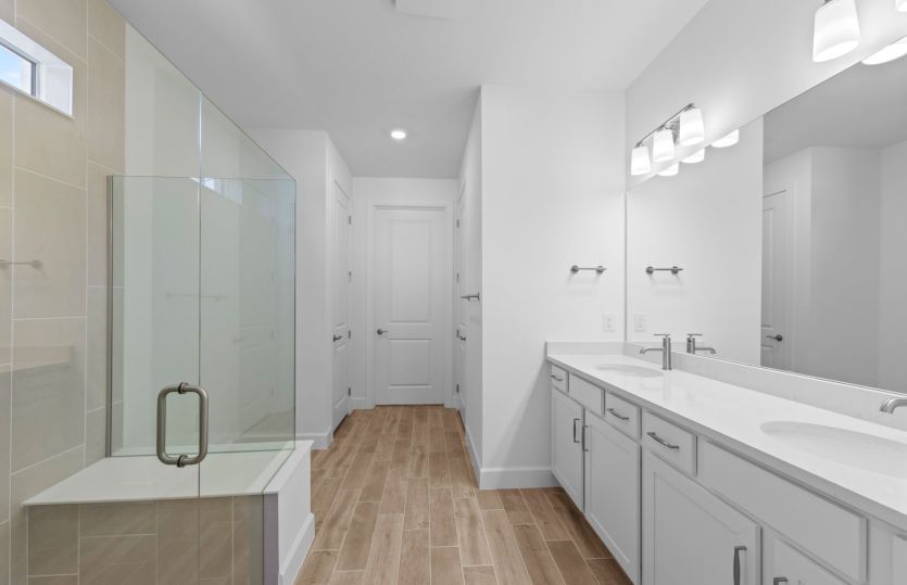 Spacious shower in owner's bathroom