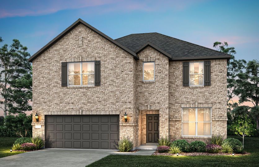 The Rainier, a two-story new home design shown with home exterior A
