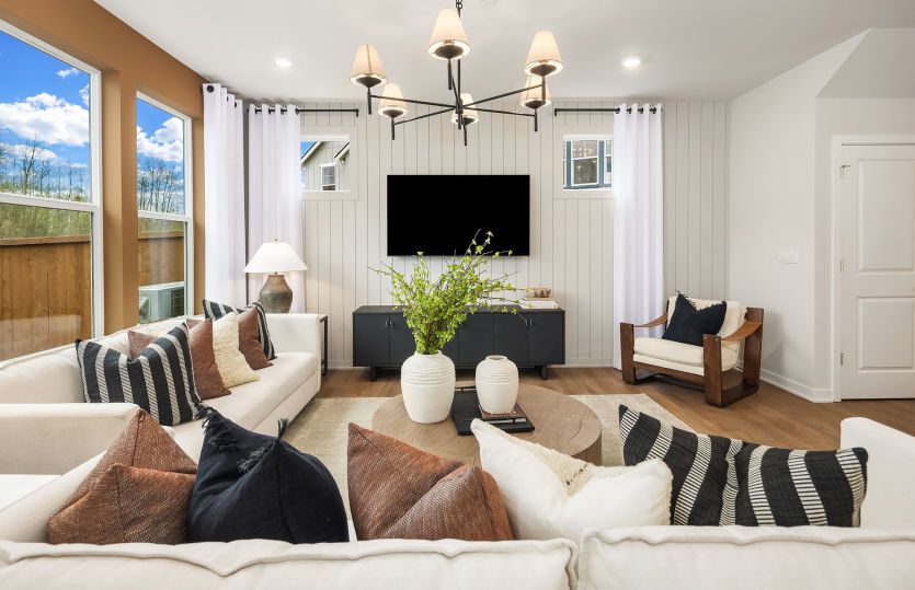 Gathering room with decorative lighting