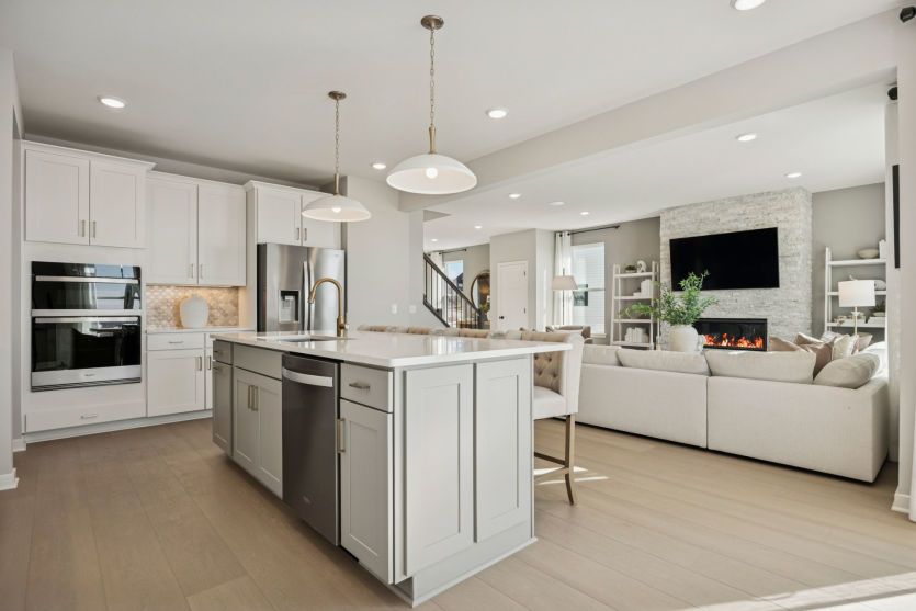 Standing in the kitchen, looking out at the gathering room