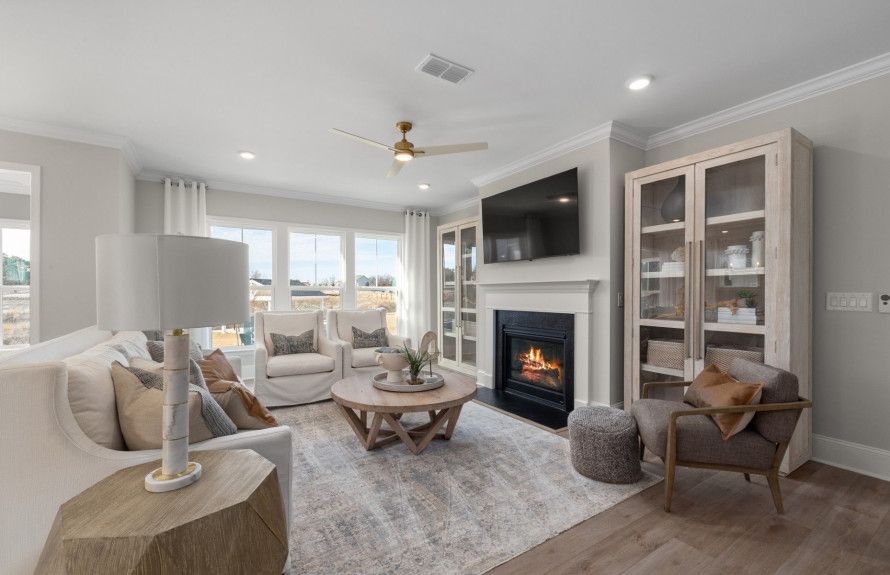 Large Living Space with Fireplace