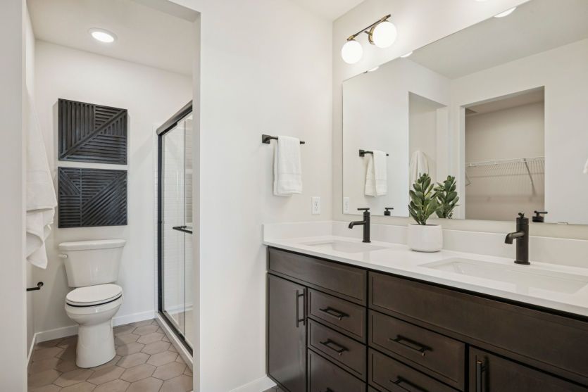 Luxurious primary bath suite with modern finishes.