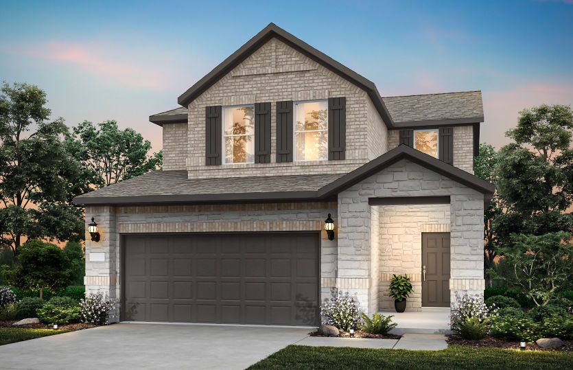 The Crested Butte, a two-story home with 2-car garage, shown with Home Exterior X