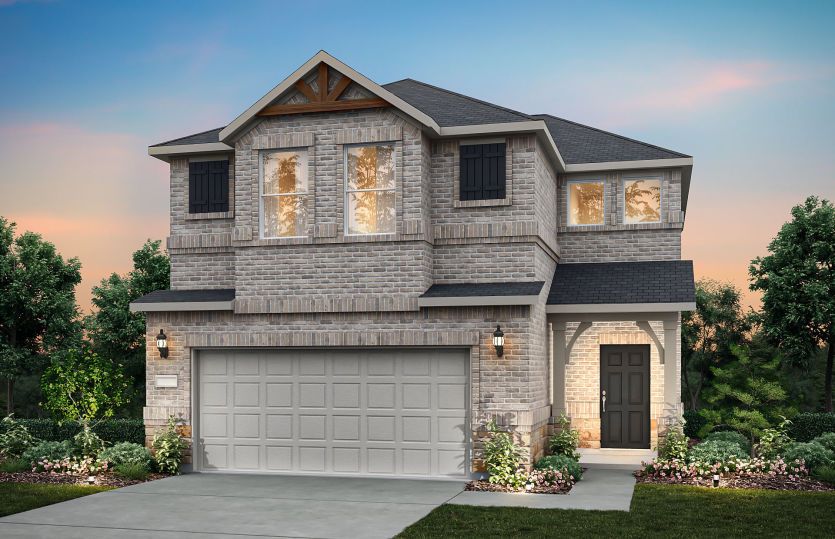 The Maroon, a two-story home with 2-car garage, shown with Home Exterior S
