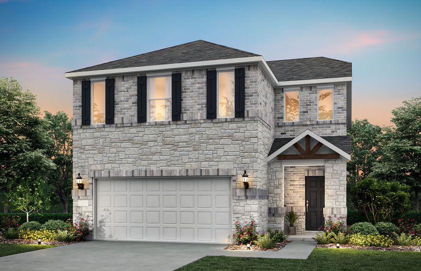 The Ouray, a two-story home with 2-car garage, shown with Home Exterior Z