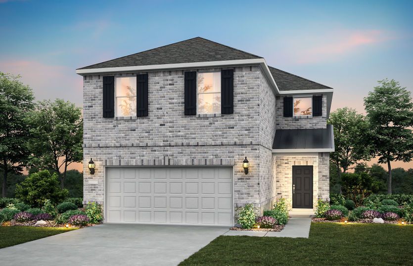 The San Luis, a two-story home with 2-car garage, shown with Home Exterior M