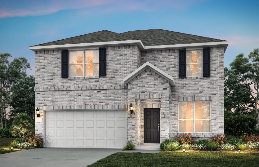 The Puma, a two-story home with 2-car garage, shown as Home Exterior A