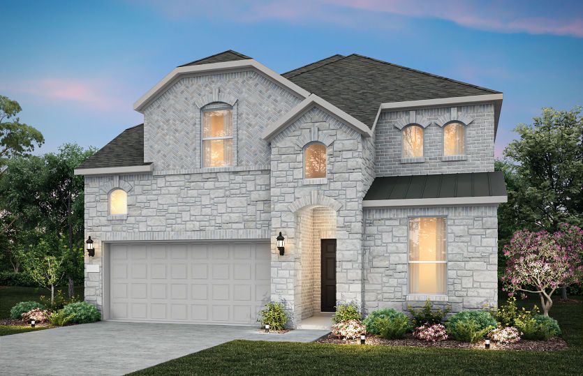 The Sanford, a two-story home with 2-car garage, shown as Home Exterior I