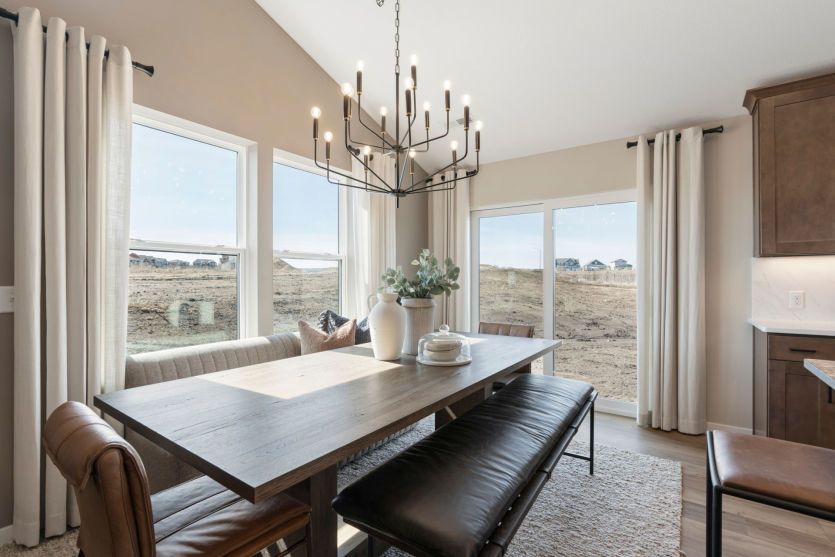 Casual dining area with a warm, inviting atmosphere.