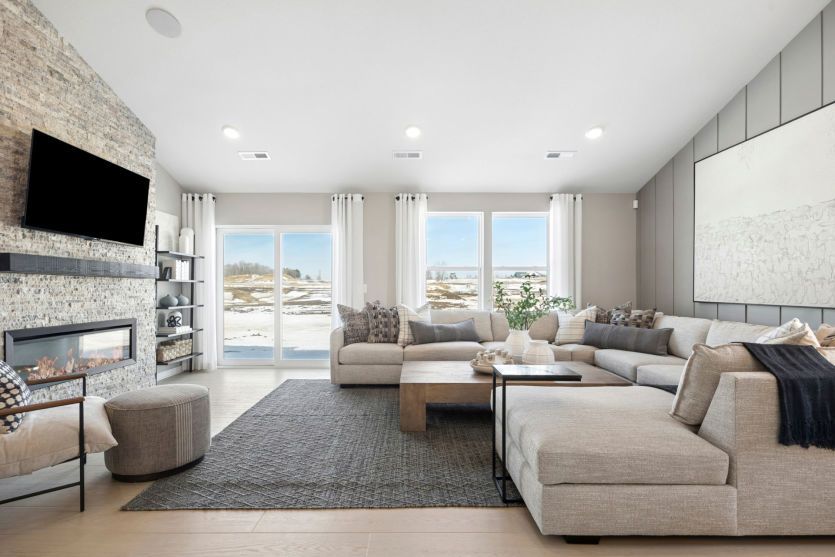 The sprawling gathering room with soaring ceilings.