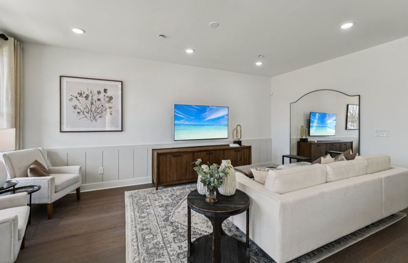 Gathering room opens to kitchen