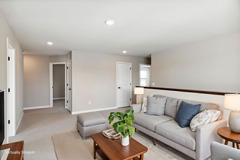 The spacious upper level loft