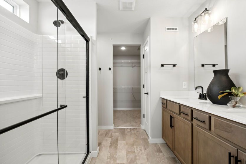 The master bathroom, with a spacious walk-in closet.