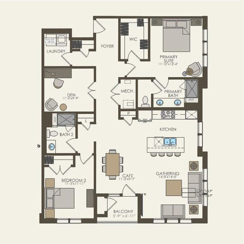 First Floor 2 br / 2 ba