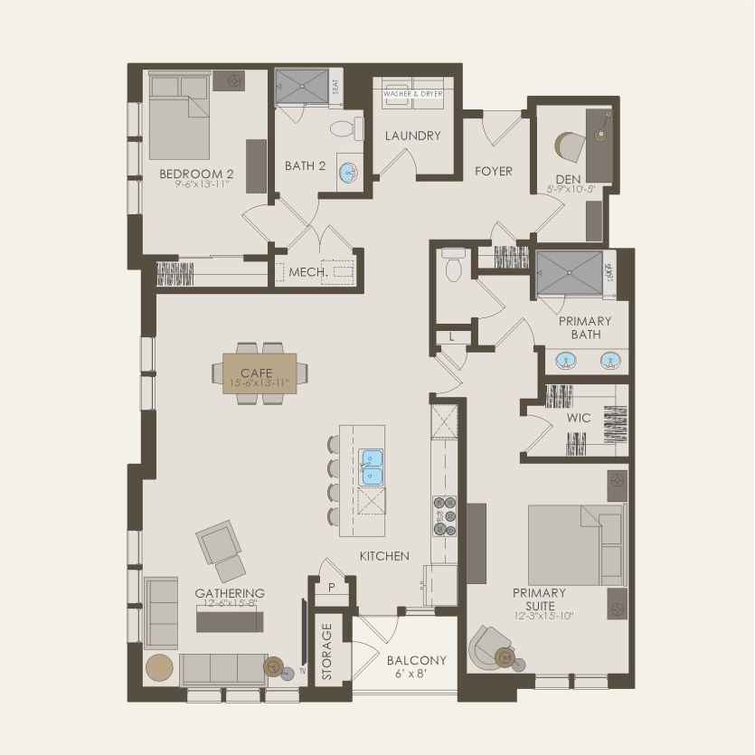 First Floor 2 br / 2 ba