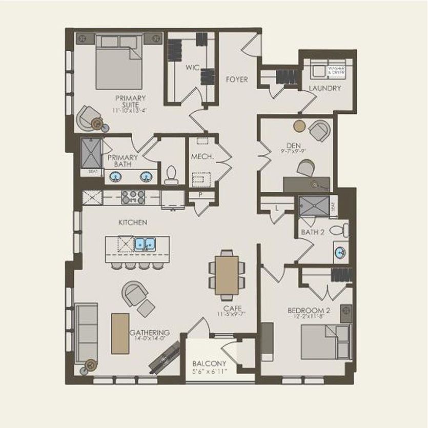 First Floor 2 br / 2 ba