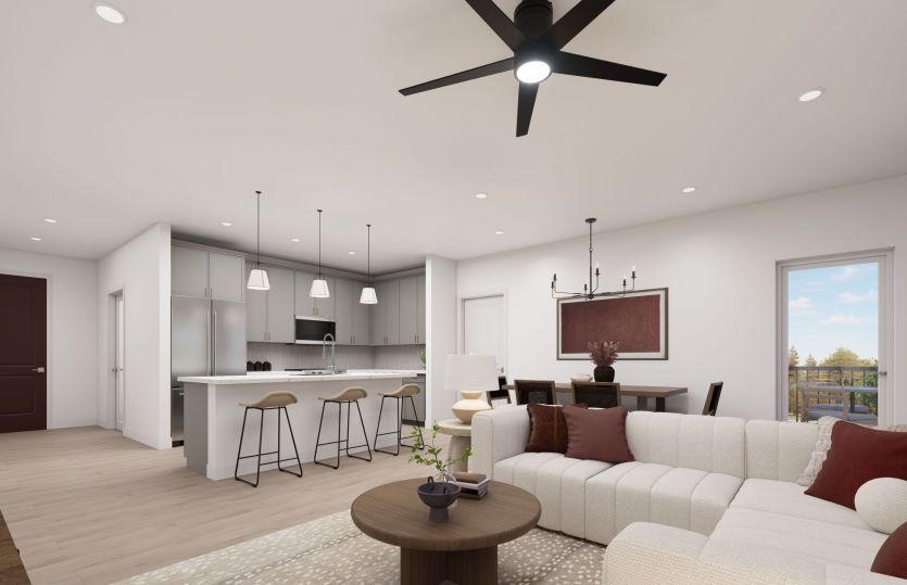 Gathering Room Looks into the Kitchen and Dining Room