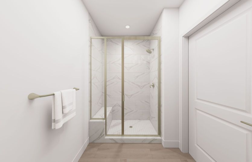 Framed Glass Shower in the Secondary Bath