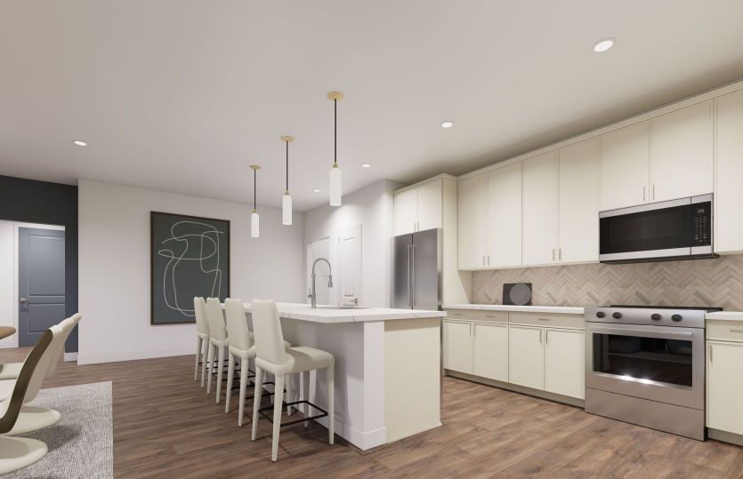 Kitchen with Expansive Island Seats 4 Comfortably