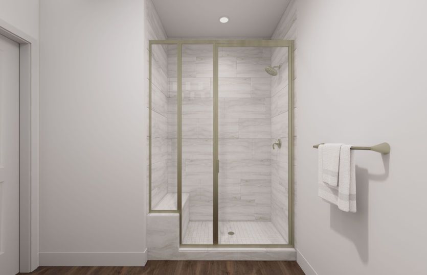 Framed Glass Shower in the Secondary Bath