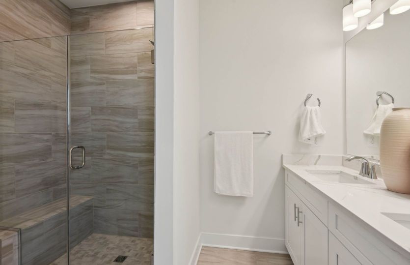 Owner's Bath with Frameless Glass Shower and Seat - Actual Home