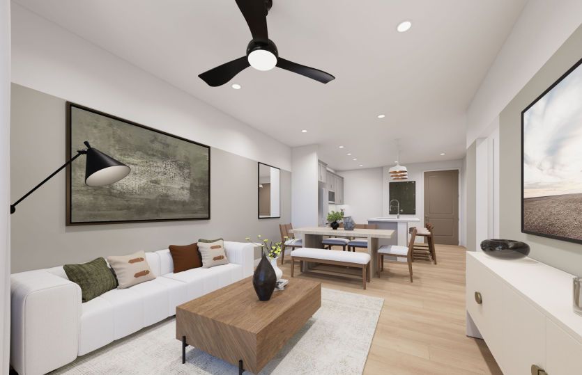 Gathering Room Opens to Dining and Kitchen