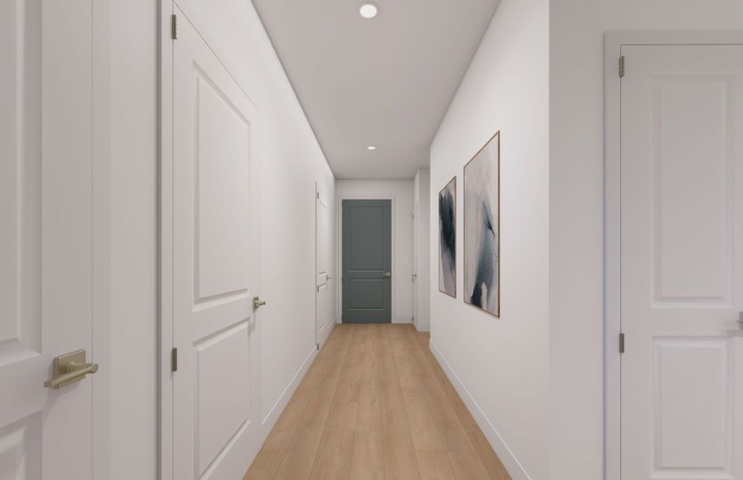 Entry Way Leading to the Open Gathering Room, Dining, and Kitchen